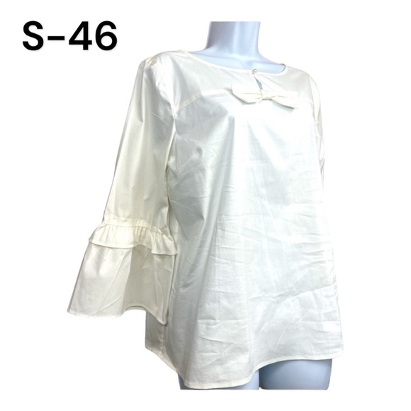 Talbots Tops - SzLP Talbots White 3/4 Sleeve with Bow Blouse NWT